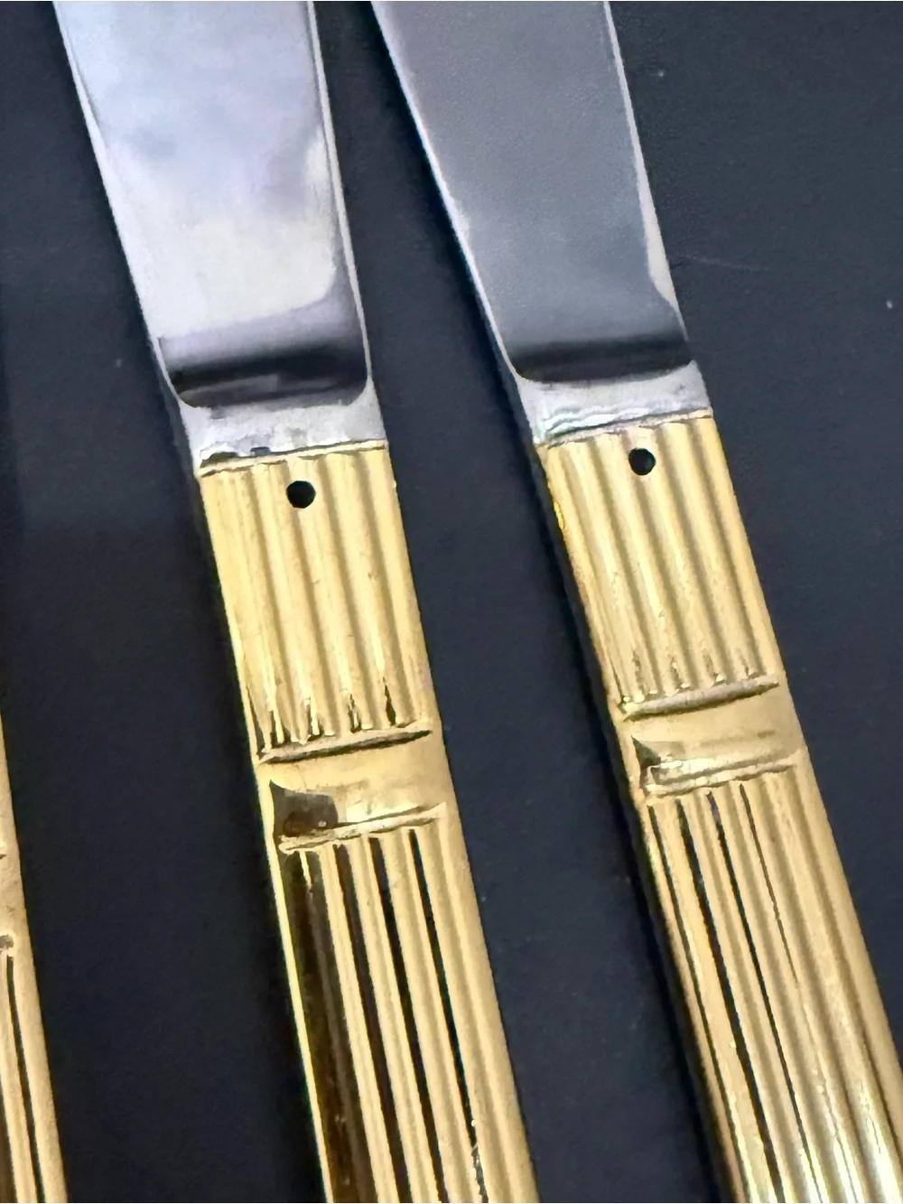 6pc Cambridge Tracy Stainless Steel Gold-plated Scalloped Handle Dinner Knives